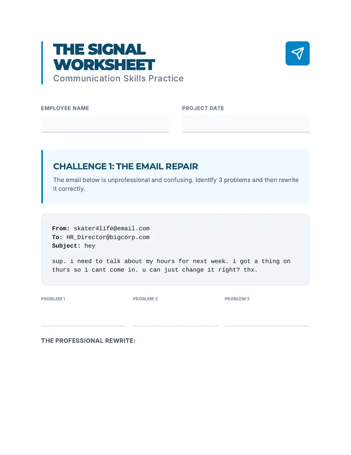 The Signal Worksheet