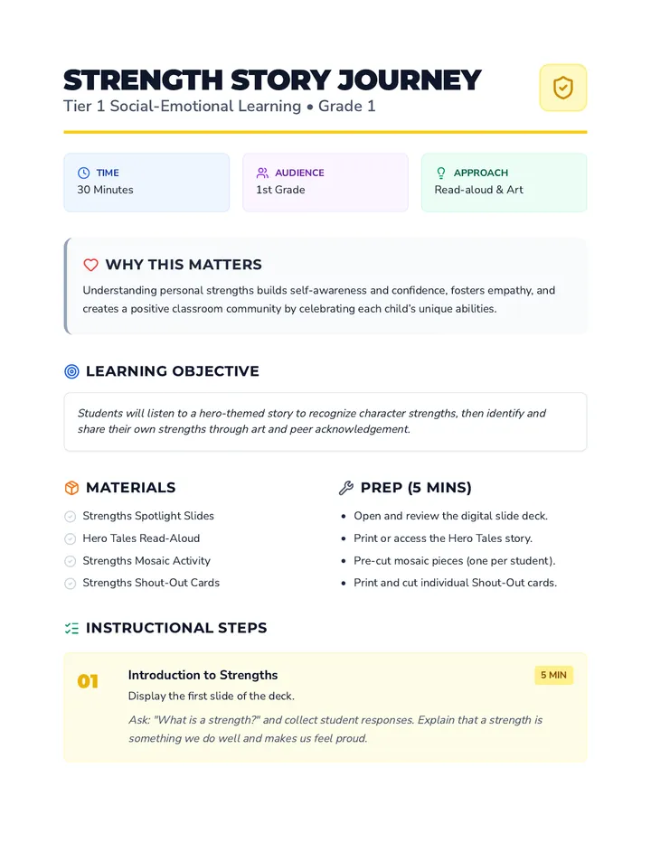 Strength Story Journey Lesson Plan
