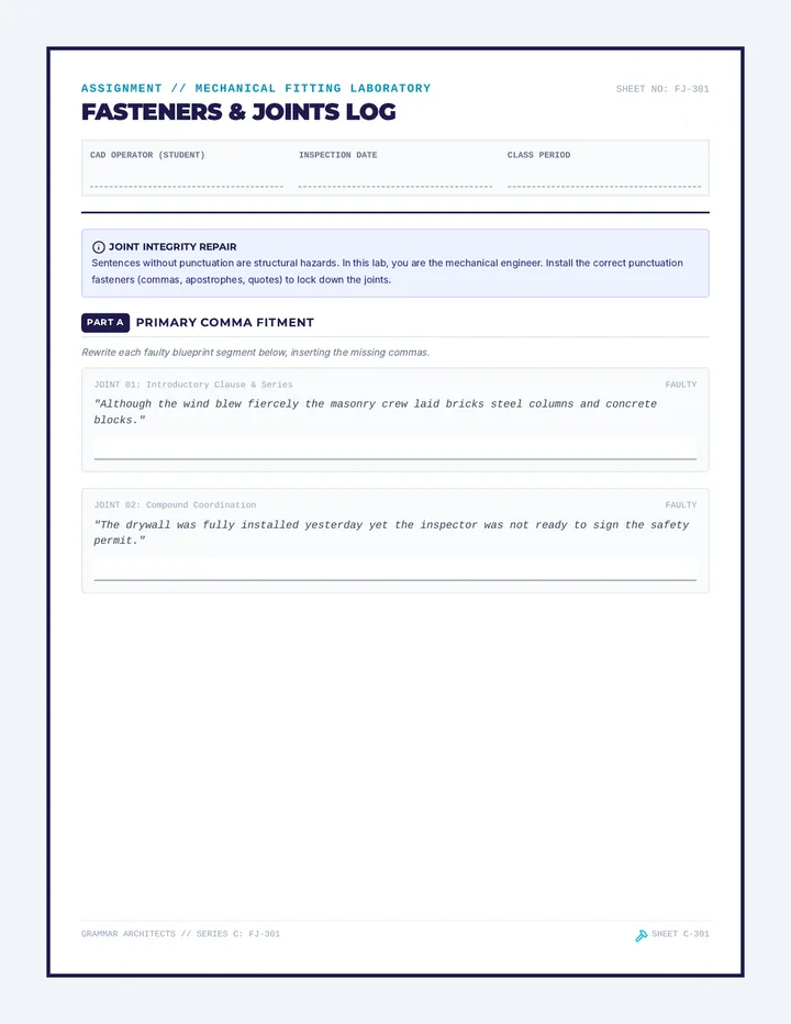 Fasteners and Joints Worksheet