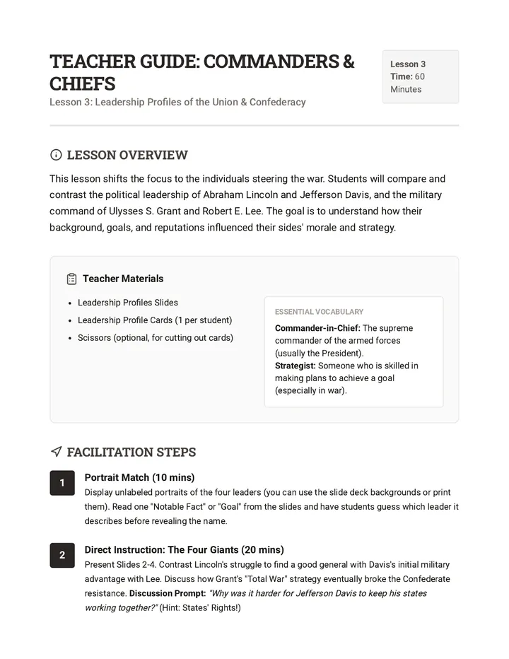 Leadership Profiles Teacher Guide