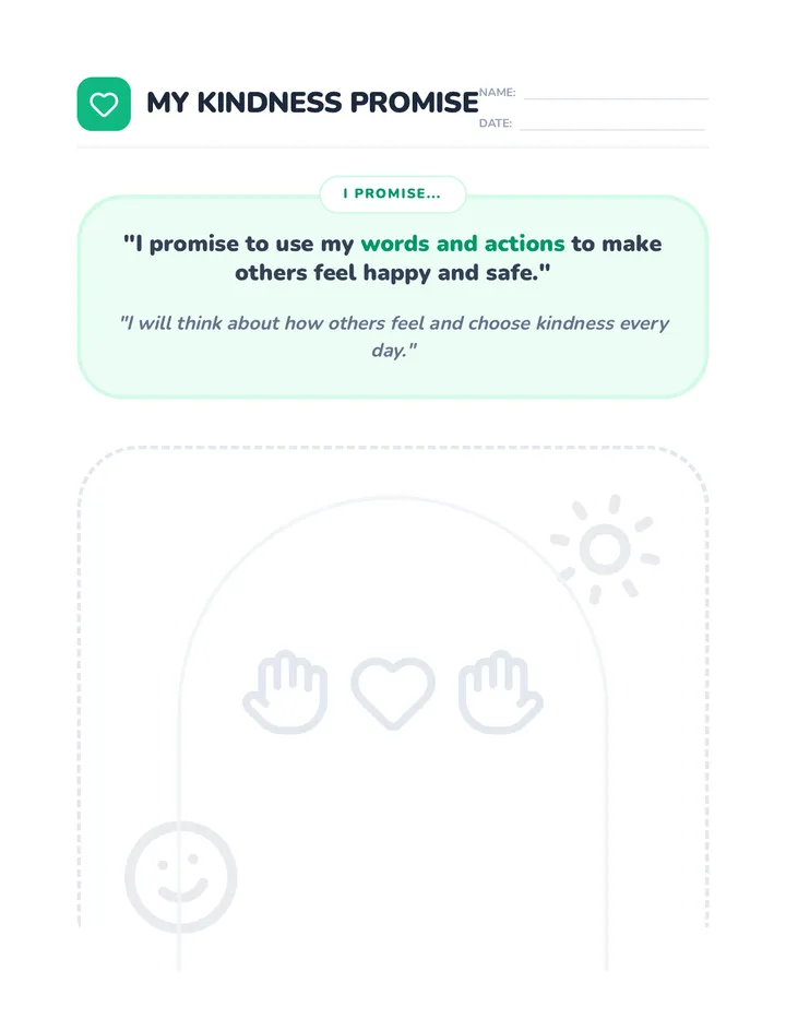 Kindness Promise Sheet
