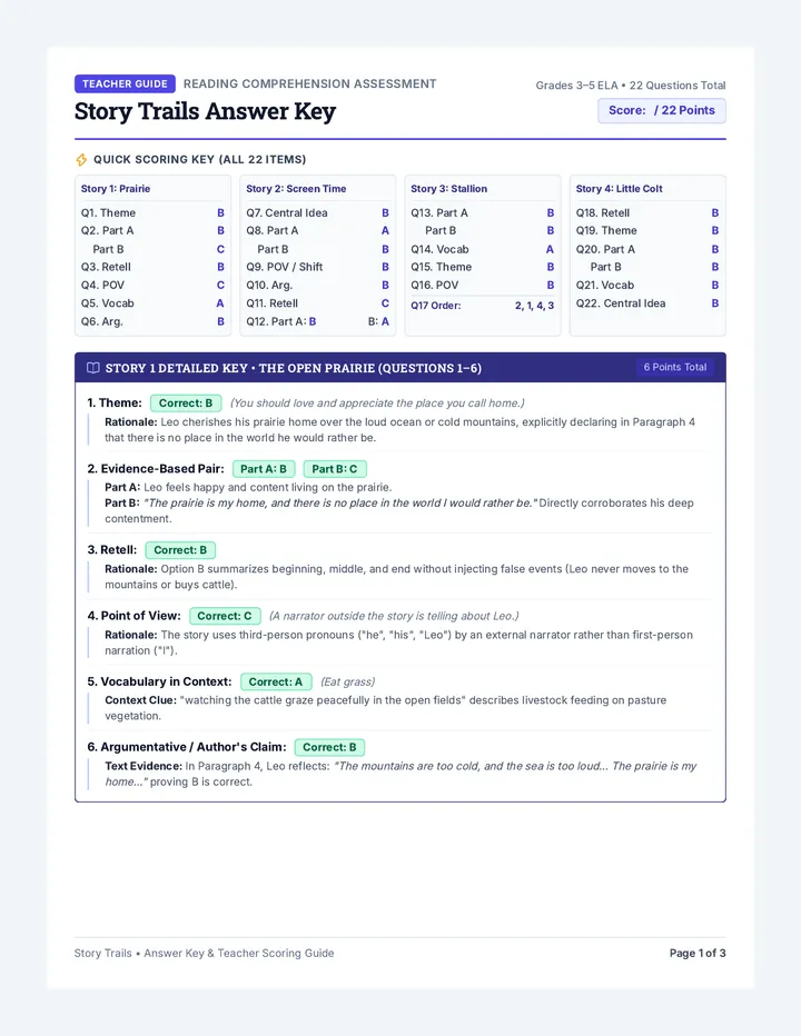 Story Trails Answer Key