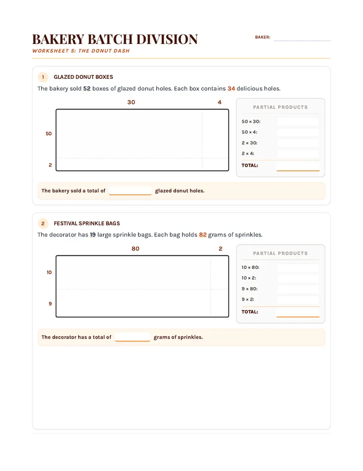 Donut Dash Worksheet