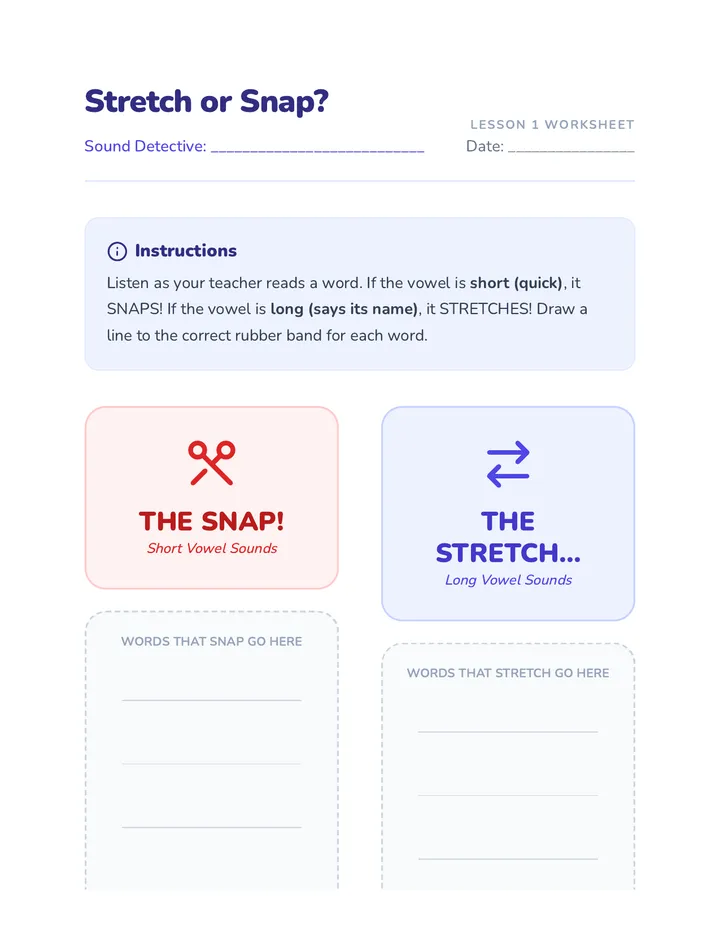Stretch or Snap Worksheet