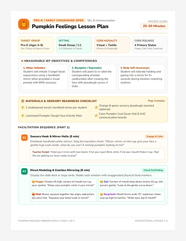 Pumpkin Feelings Lesson Plan