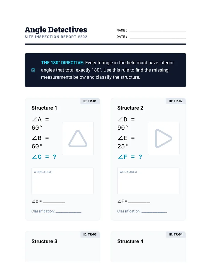 Angle Detectives Worksheet