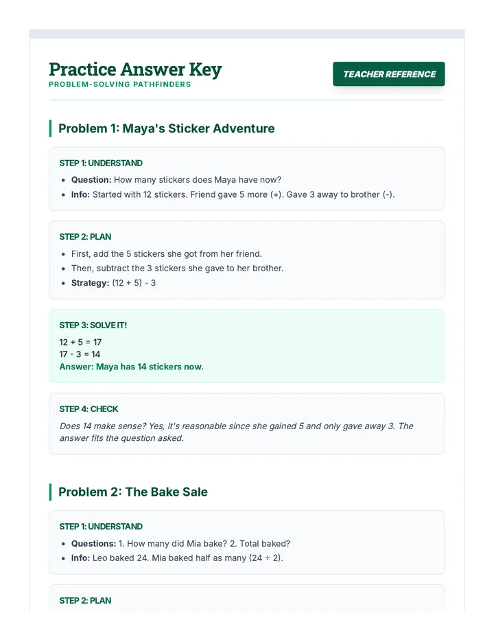 Problem-Solving Practice Answer Key
