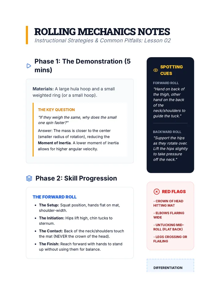 Rolling Mechanics Teacher Notes
