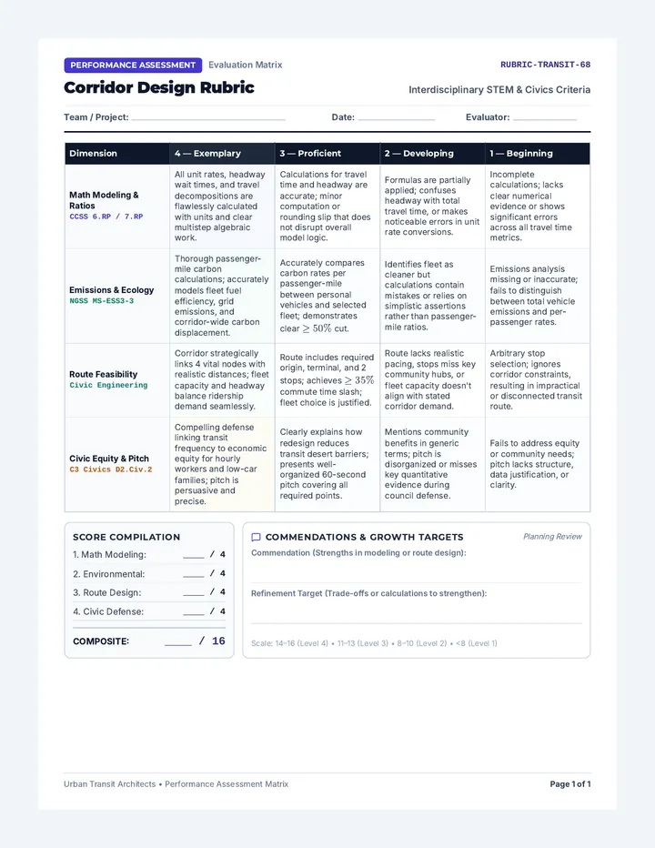 Corridor Design Rubric