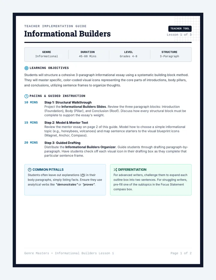 Informational Builders Teacher Guide
