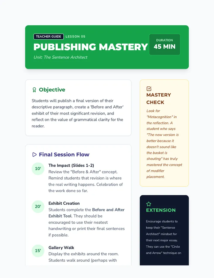 Publishing Prose Teacher Guide