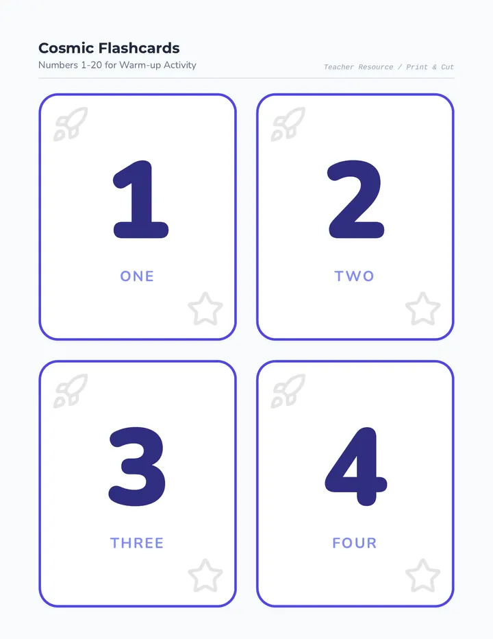 Cosmic Flashcards Warmup