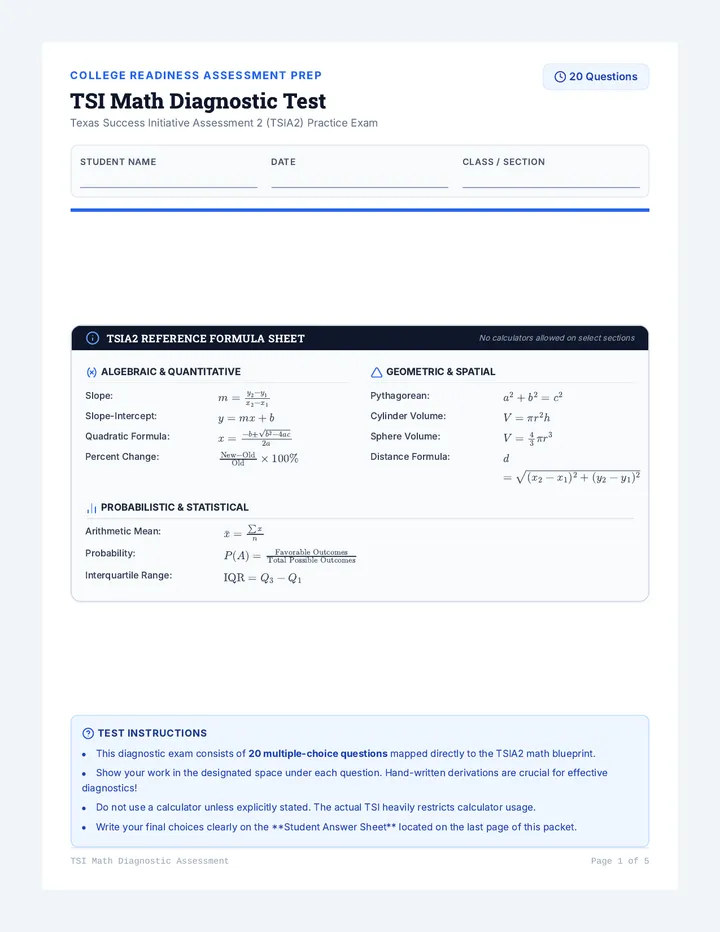 TSI Math Diagnostic Test