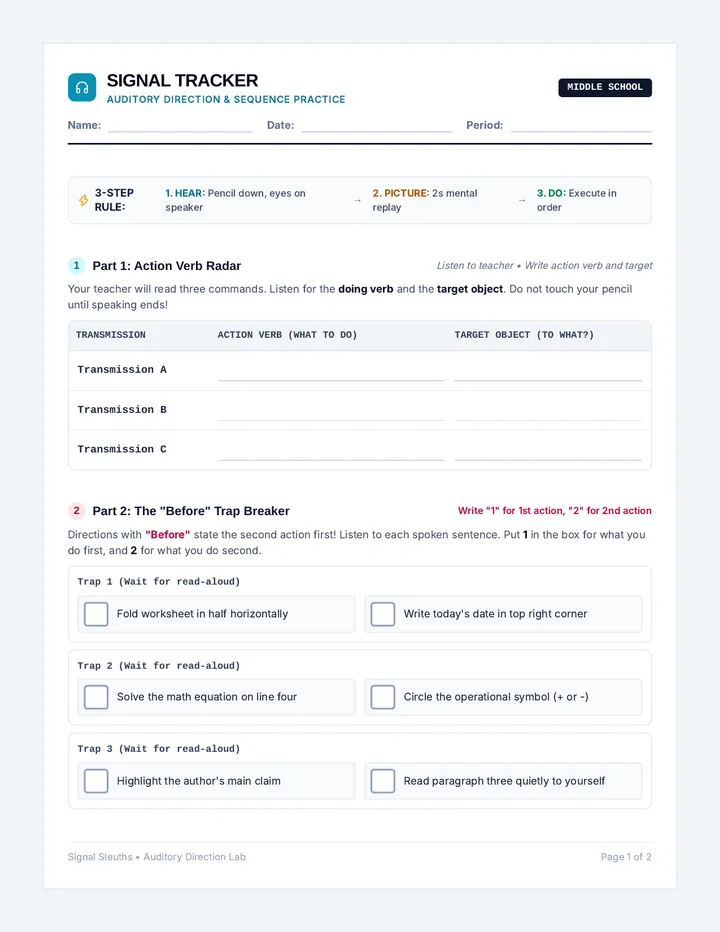 Signal Tracker Worksheet