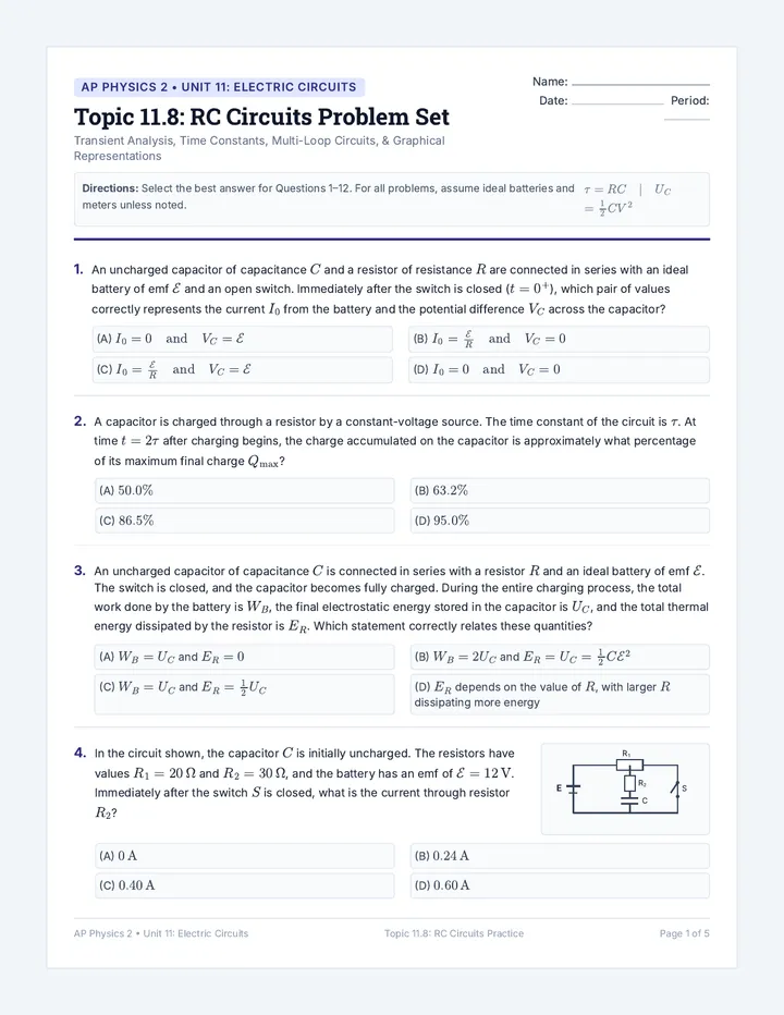 RC Circuits Problem Set