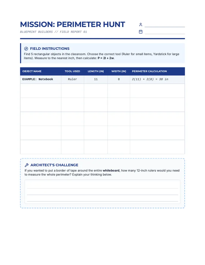 Perimeter Hunt Worksheet