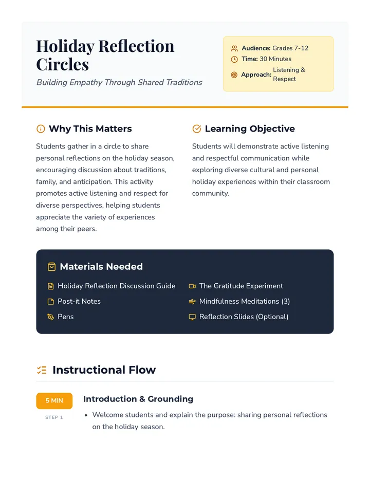 Reflection Circle Lesson Plan
