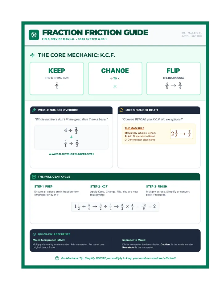 Fraction Friction Reference Sheet