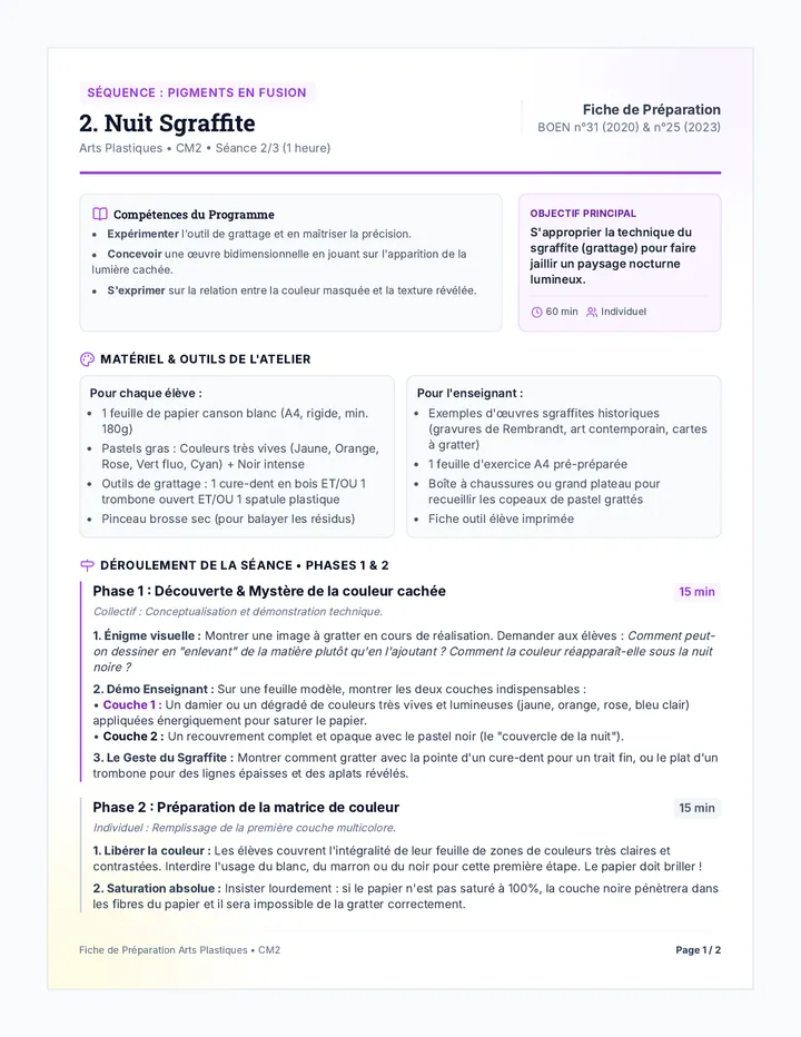 Nuit Sgraffite Guide Enseignant