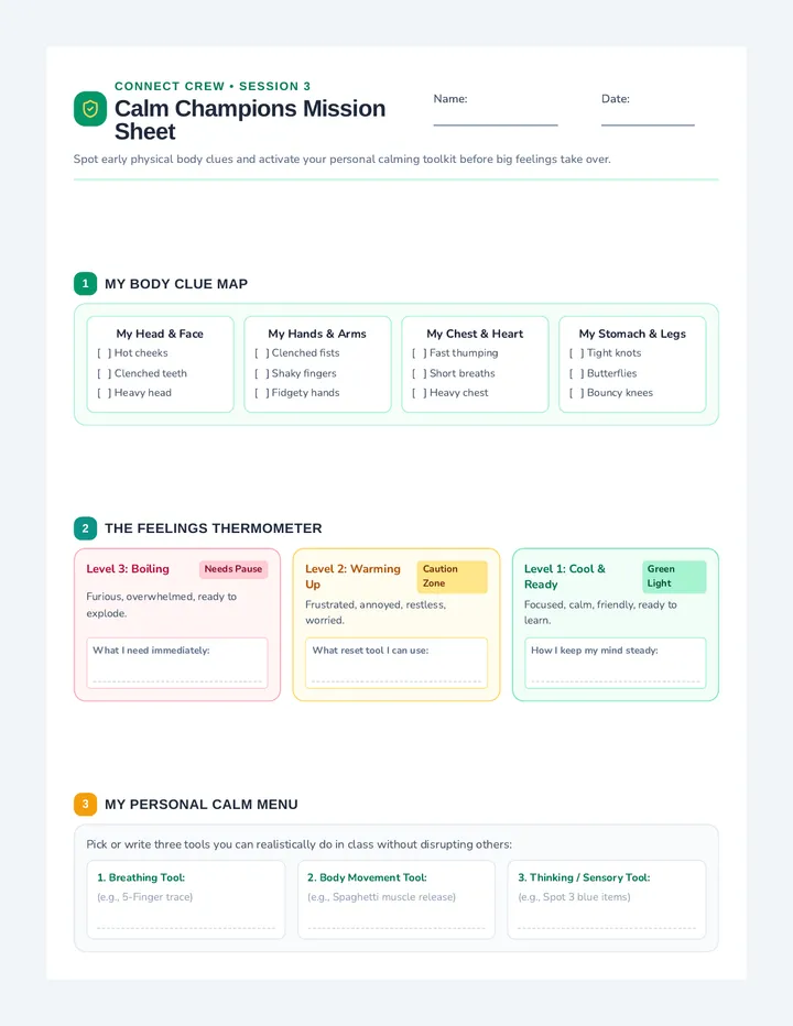 Calm Champions Activity Sheet