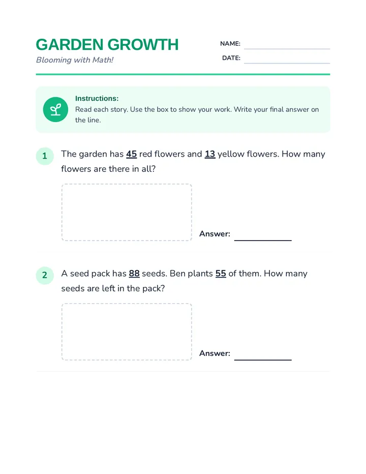 Garden Growth Worksheet