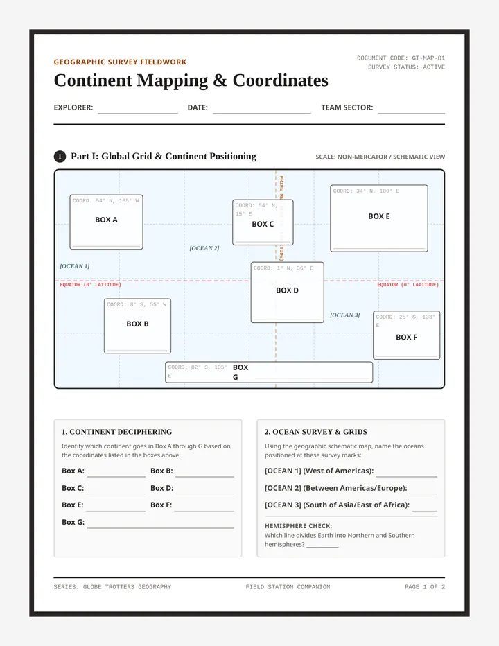 Map and Compare Worksheet