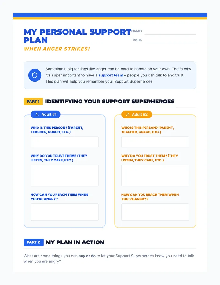 My Personal Support Plan Worksheet