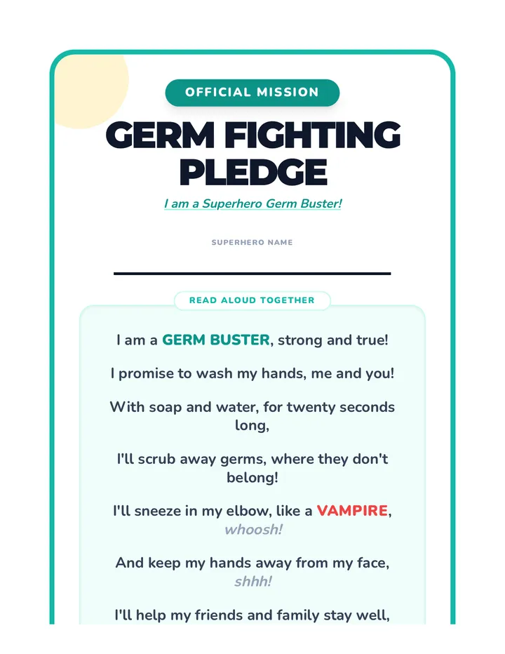 Germ Fighting Pledge Cool Down
