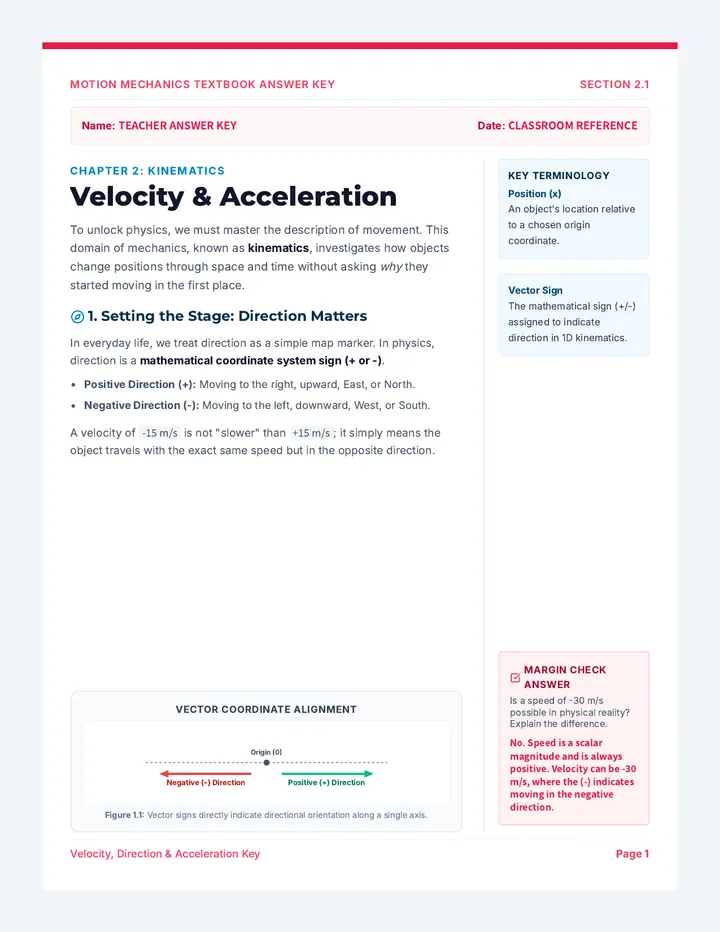 Velocity and Acceleration Reader Answer Key