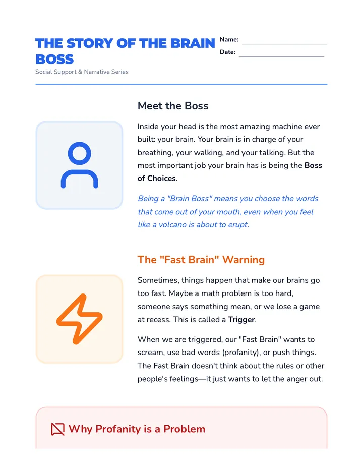 Brain Boss Social Story