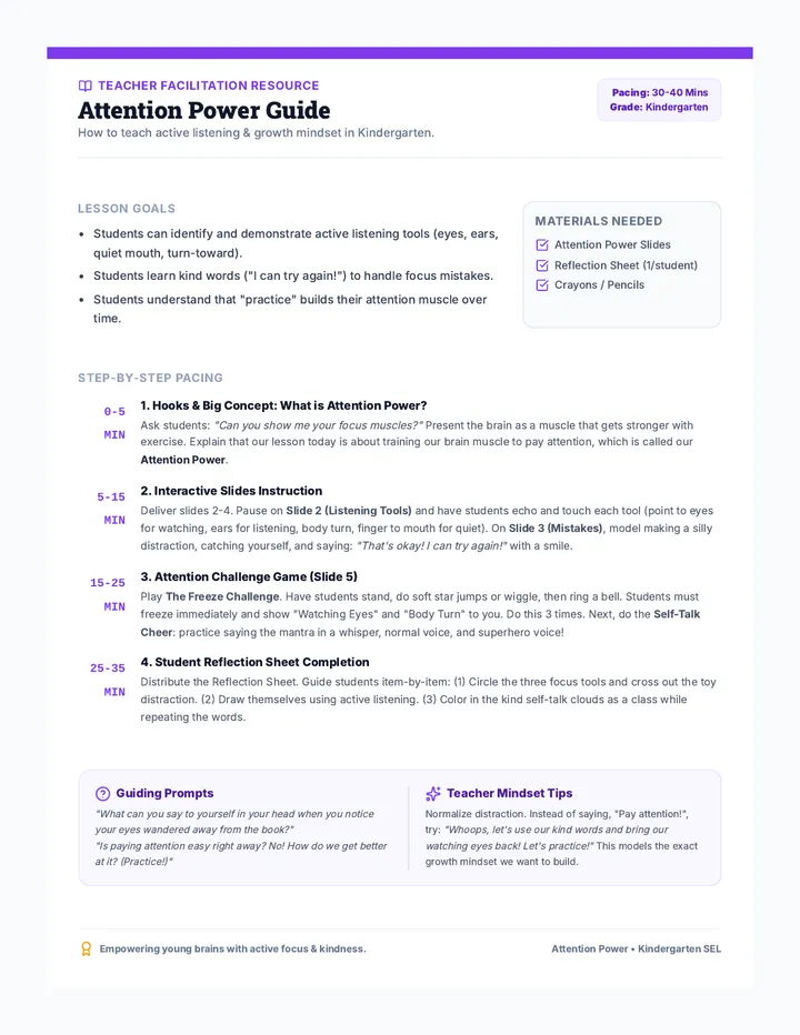 Attention Power Teacher Guide