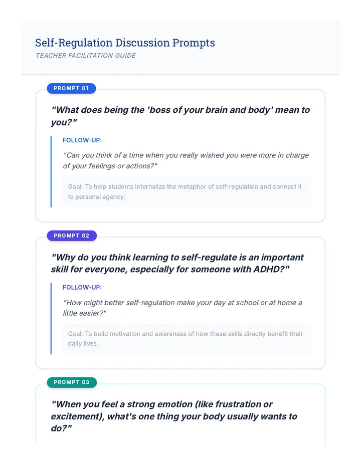 Self-Regulation Discussion Prompts