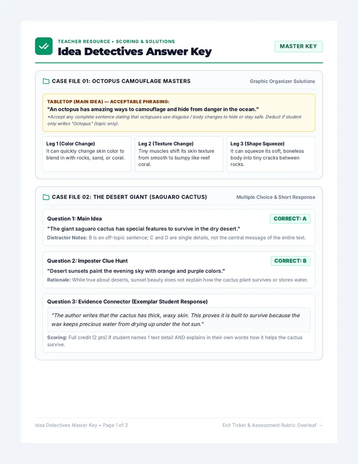 Idea Detectives Answer Key