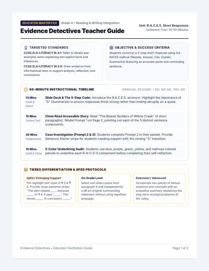 Evidence Detectives Teacher Guide