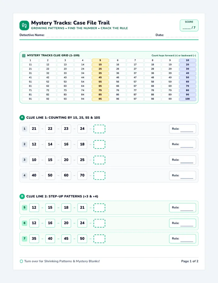 Mystery Tracks Worksheet