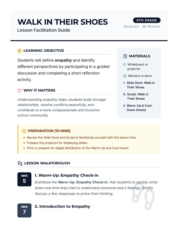 Walk in Their Shoes Lesson Plan
