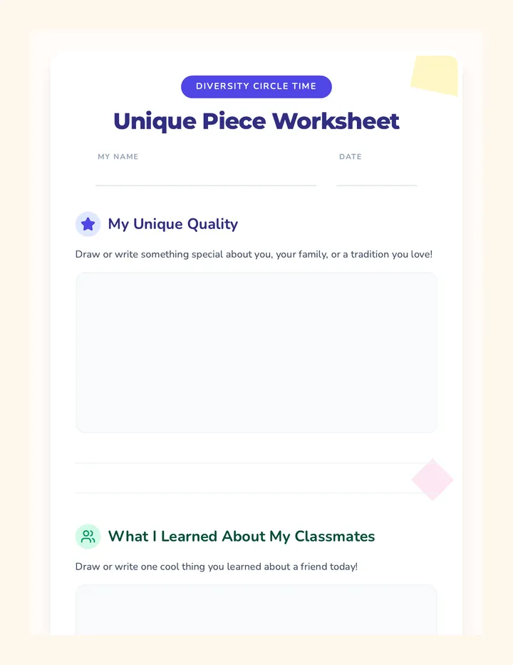 Unique Piece Worksheet