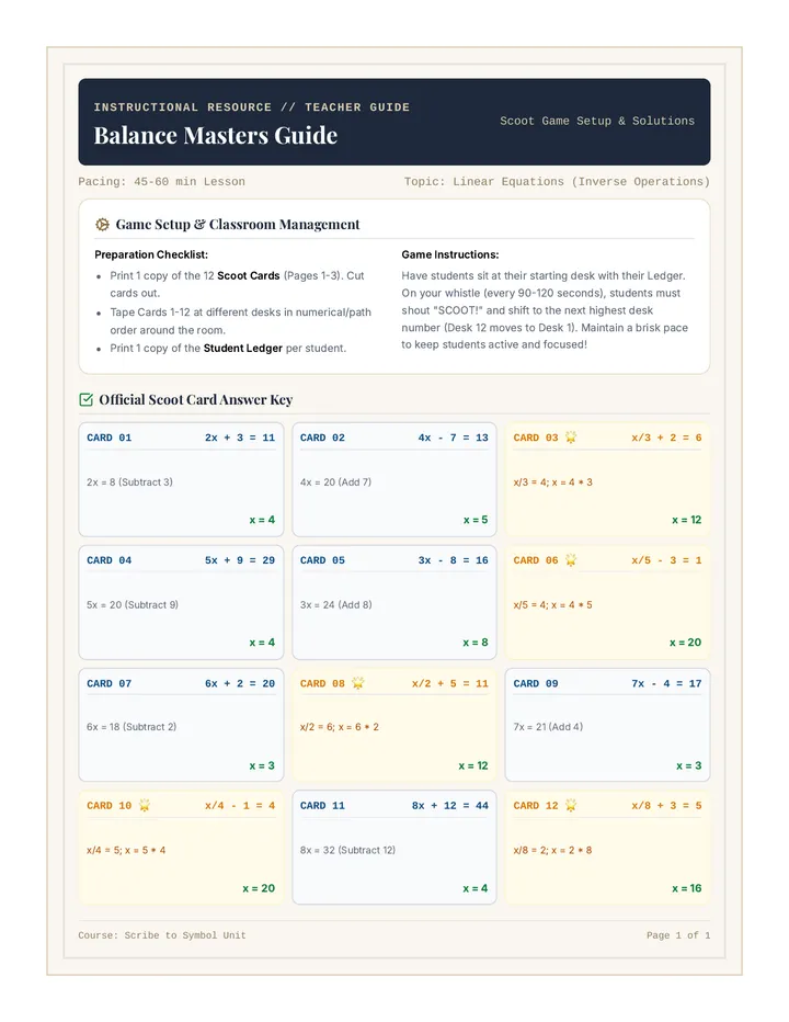 Balance Masters Teacher Guide