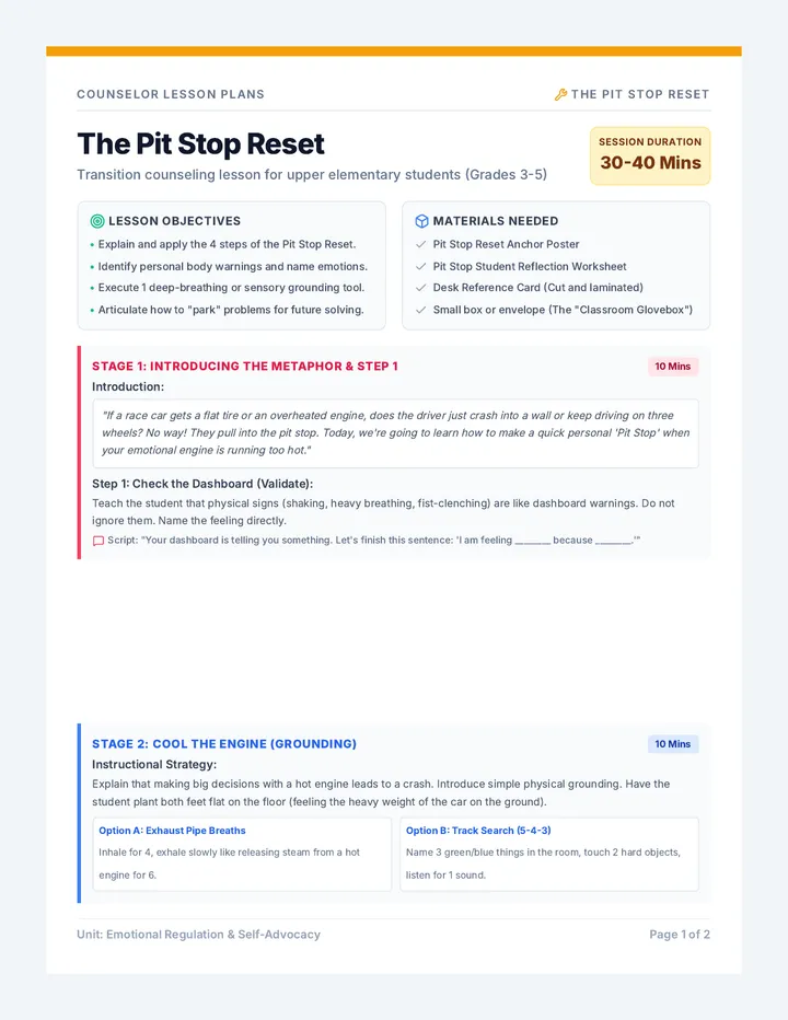 Pit Stop Counselor Guide