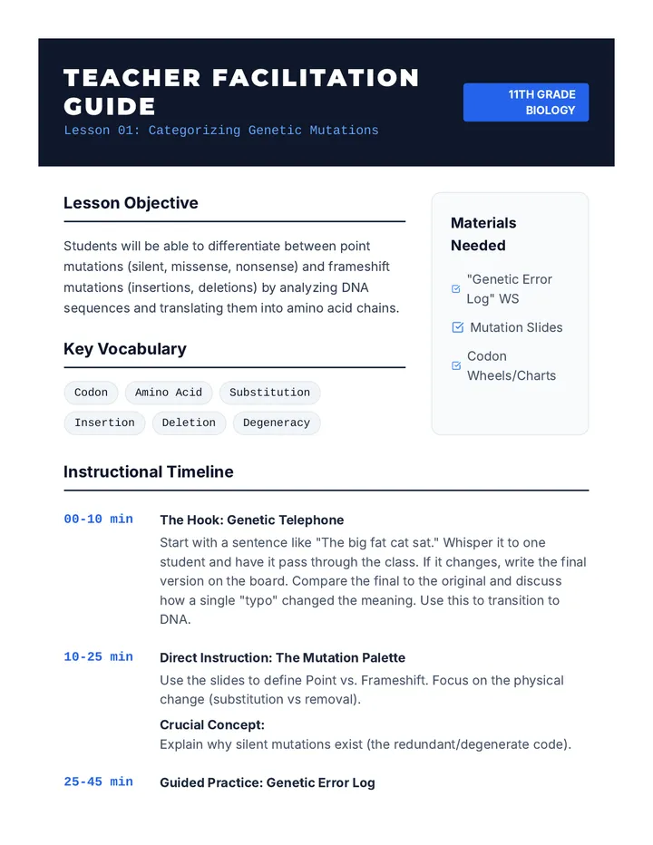 Genetic Errors Facilitation Guide
