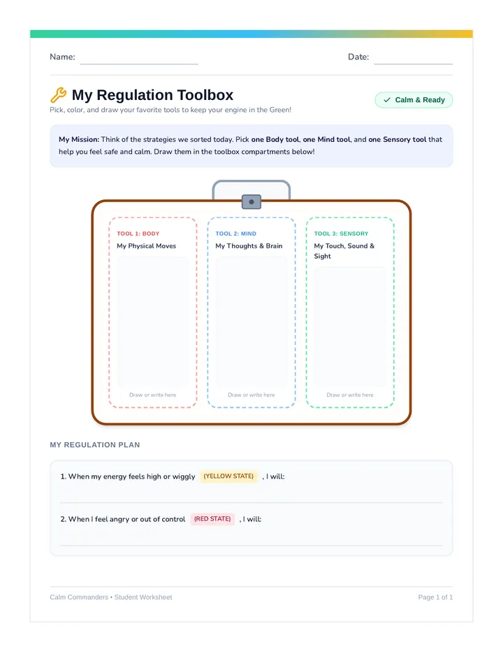 My Regulation Toolbox Worksheet