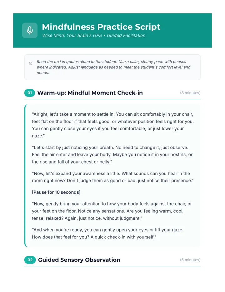 Mindfulness Practice Script