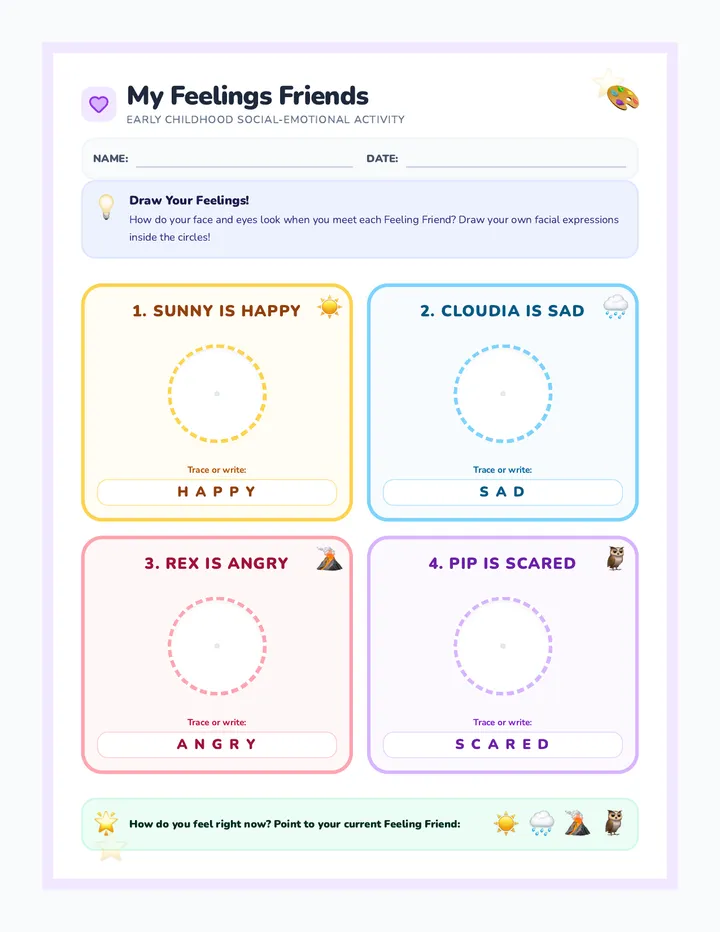 Feelings Friends Worksheet