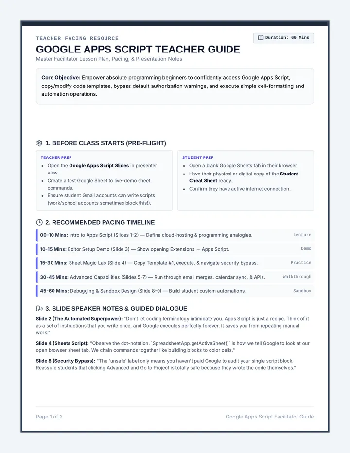 Google Apps Script Teacher Guide