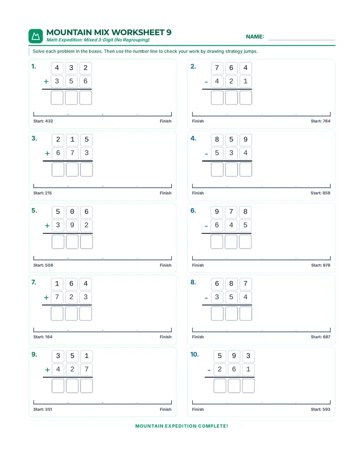 Mountain Mix Worksheet 9