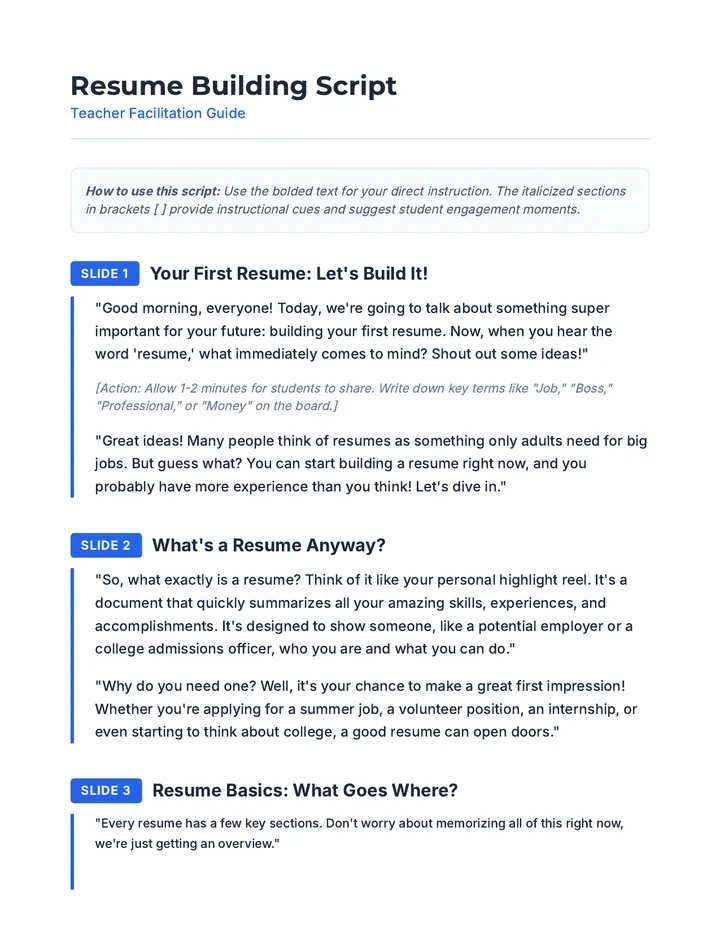 Resume Building Script