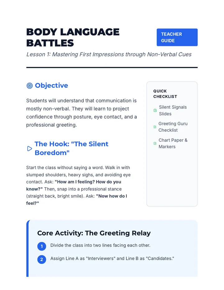 Body Language Battles Guide