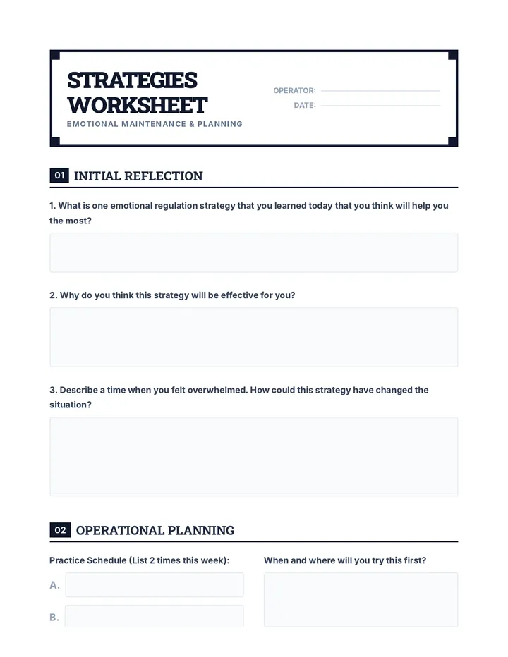 Strategies Worksheet
