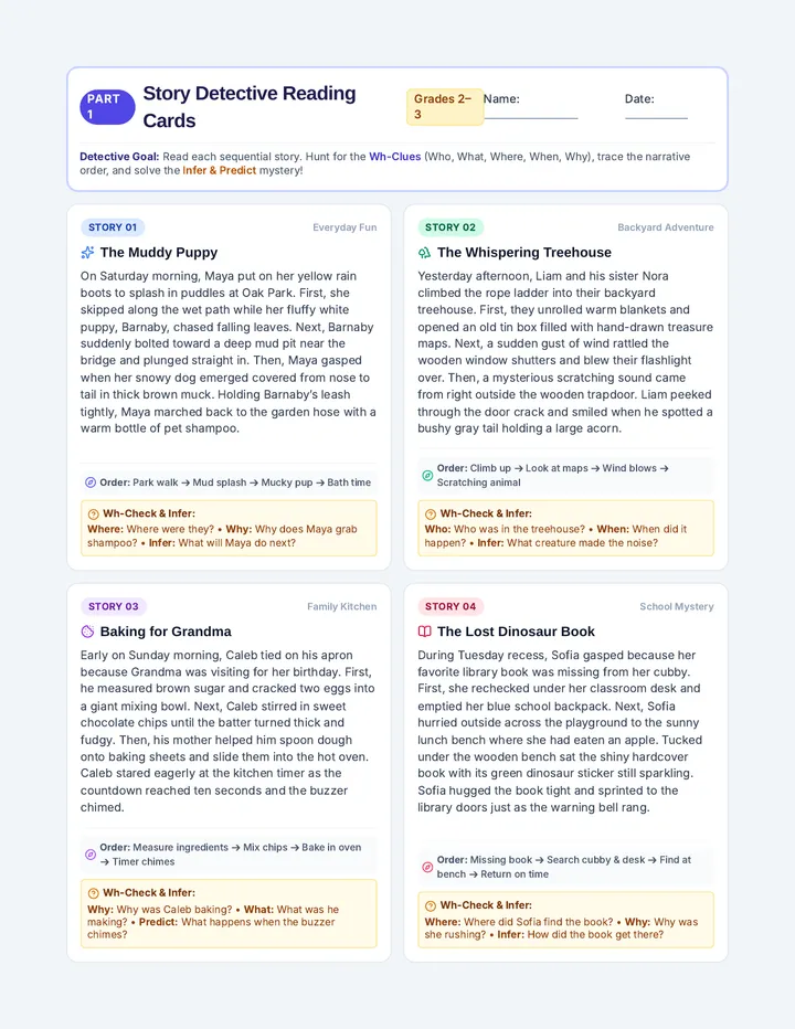 Story Detective Reading Cards