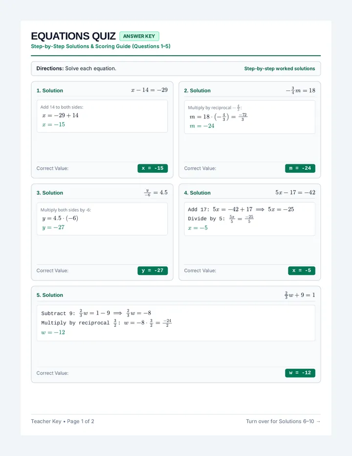 Equation Equilibrium Answer Key